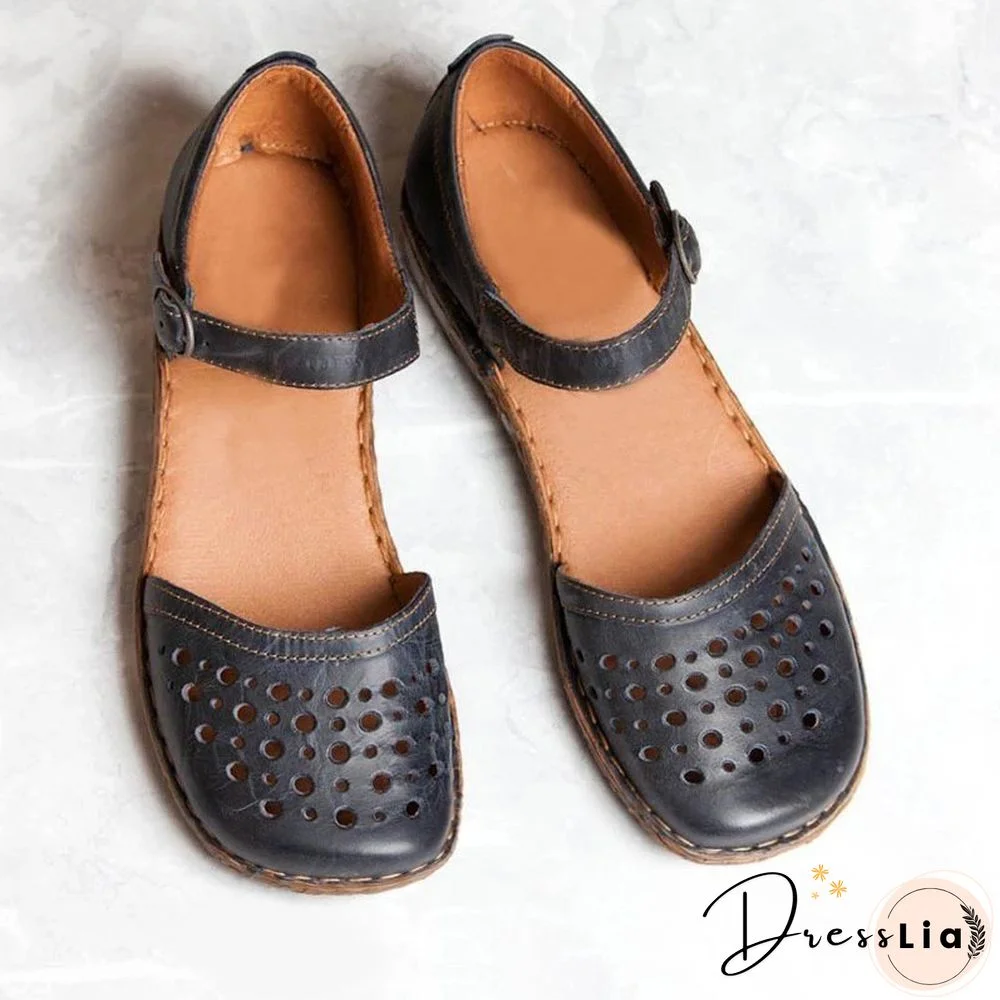 Women Summer Ladies Round Toe Hollow-Out Sandals