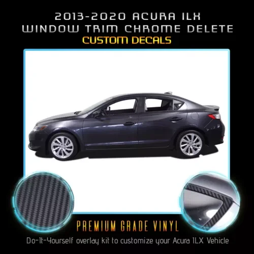 Dronehint For 2013-2020 Acura ILX Window Trim Chrome Delete Blackout Overlay - Black Vinyl Parts