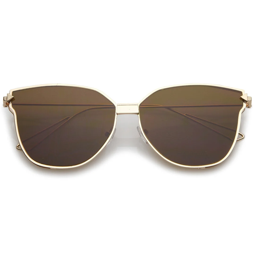 Oversize Cat Eye glasses With Tinted Flat Lens And Wire Arms 59mm