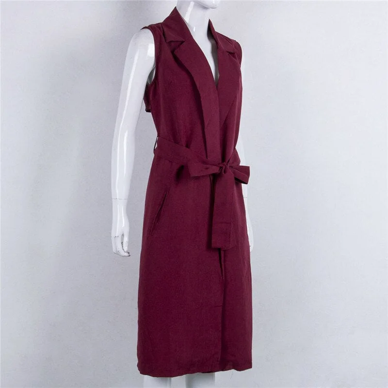 2019 Summer Jacket Fashion Casual Women Sleeveless Waterfall Cape Lapel Long Cardigan Jacket Coat Waistcoat Vest