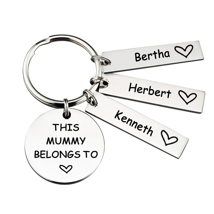 3 Names Personalized Charm Keychain This Mummy Belongs To Engrave Special Gift For Mother