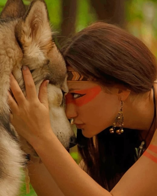 

Jungle Woman And Her Wolf – Paint By Numbers - 40*50CM, 501 Original