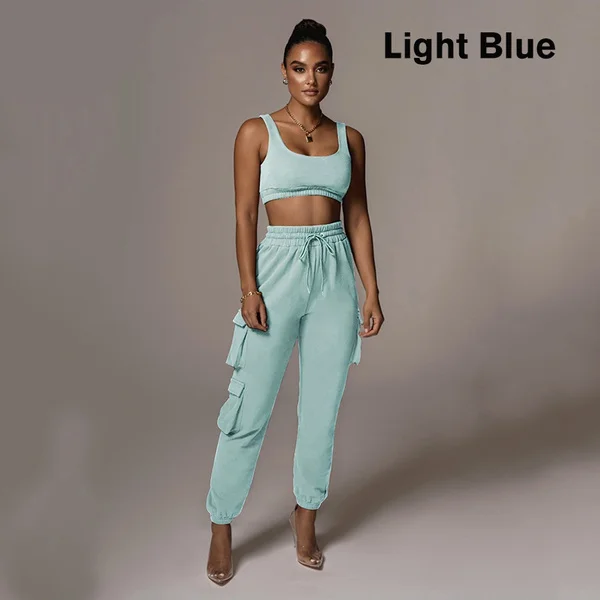 Women Two Piece Set Suits Outdoor Tracksuit Outfits Autumn Fashion Pure Color Yoga Crop Top And Sweatpants Sports Sets Everyday Wear
