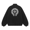 Chrome Hearts Horseshoe Embroidered Sherpa Jacket - Black Cream Gothic Coat 825