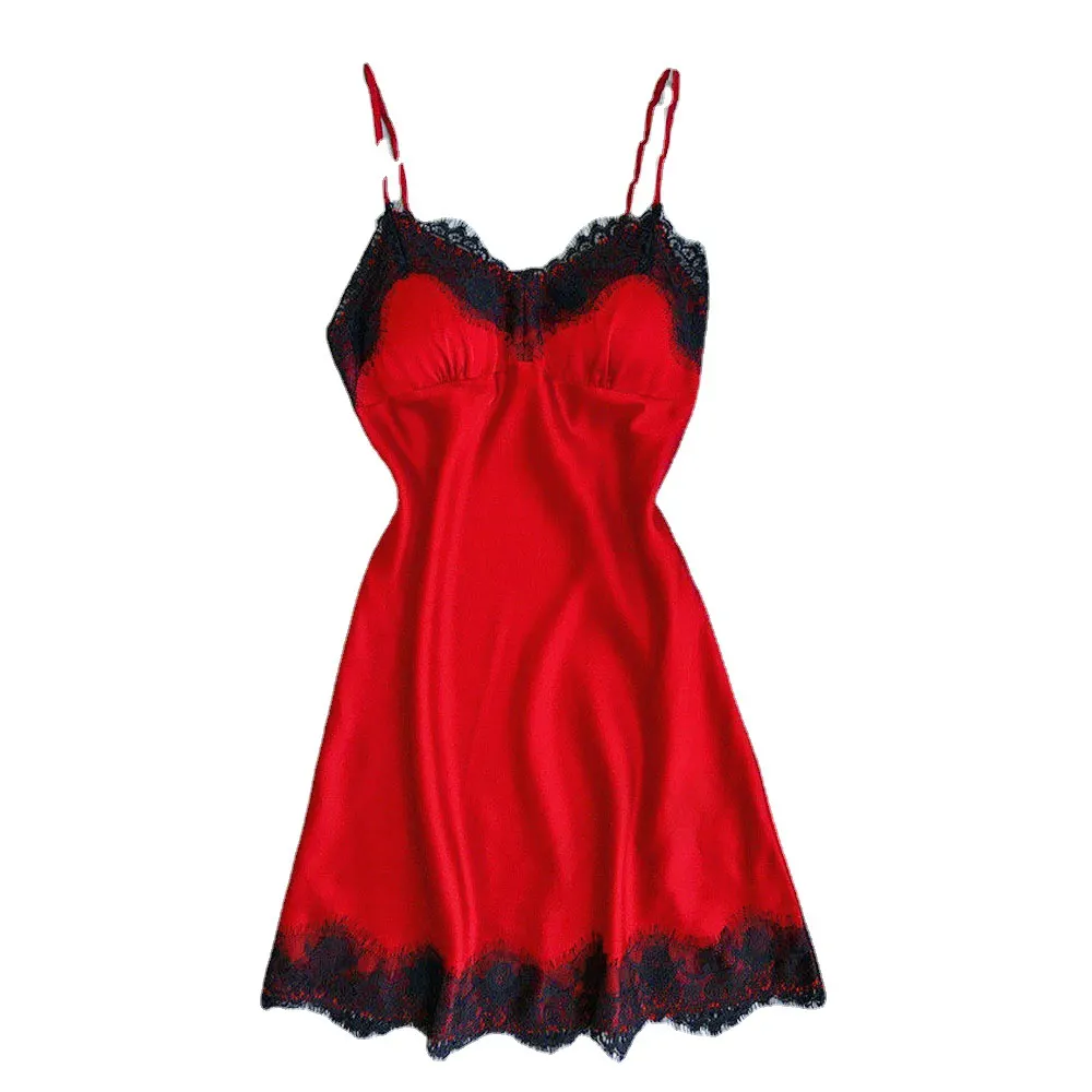 Churchf Home Sex Pajamas Women Seduction Sexy V-Neck Lace Side Sling Aja Aja Skirt Multi-Color Optional Lingerie