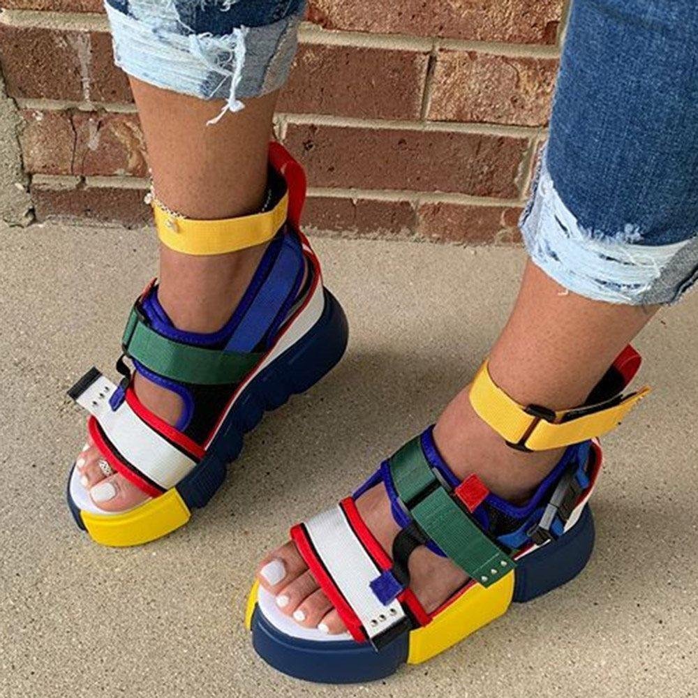 multicolor velcro sandals