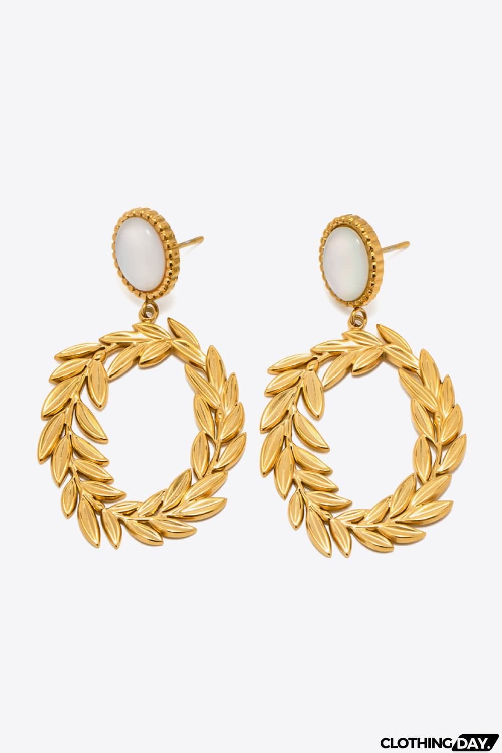 Stainless Steel Leaf-Shaped Drop Earrings