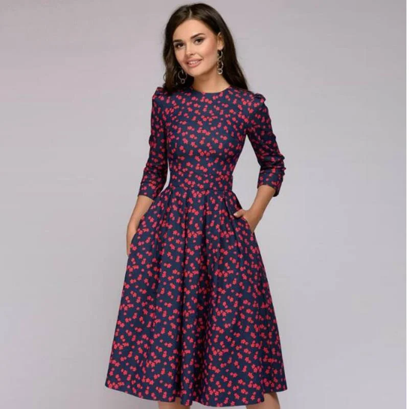 Stella - Elegant and Chic Quarter Sleeved A-Line Dress