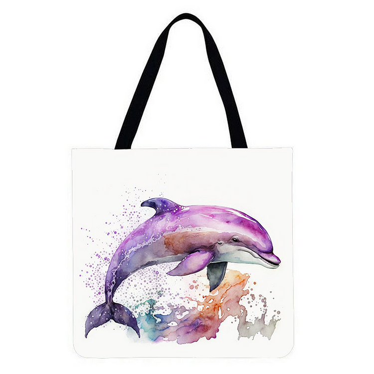 Dolphin - Linen Tote Bag