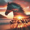 Silhouette - Horse-11CT Stamped Cross Stitch 40*40cm/15.75*15.75in