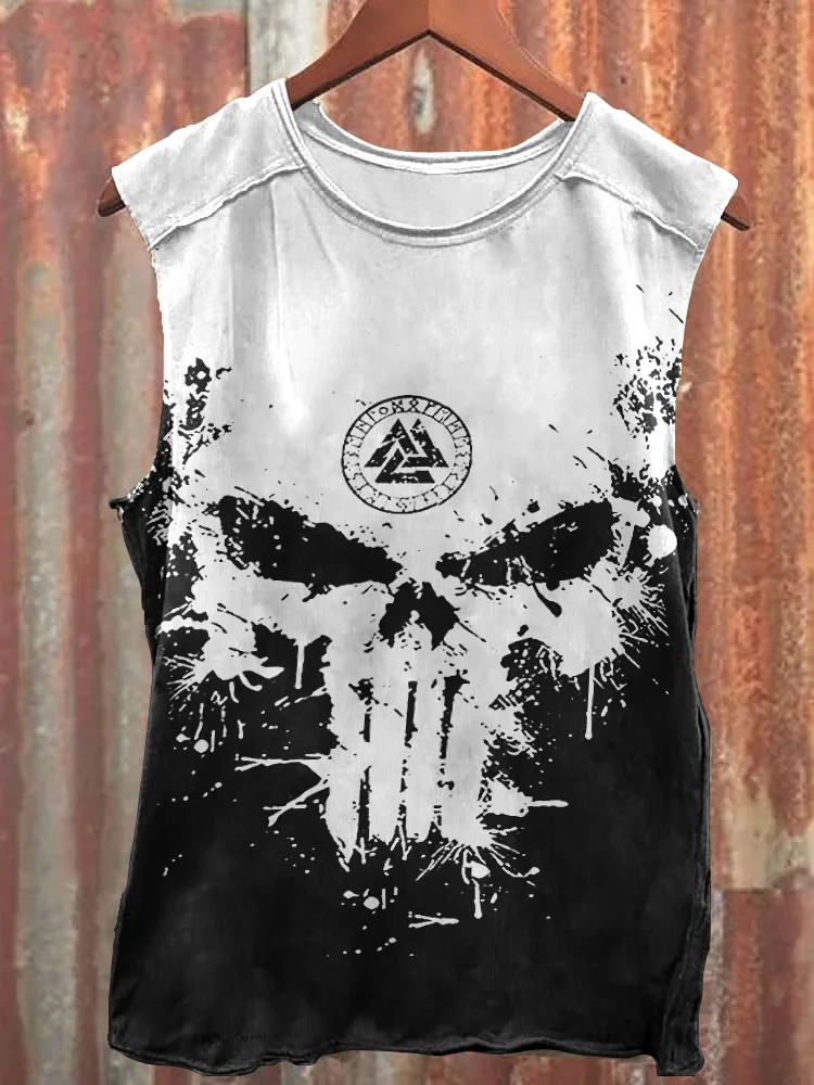 Comstylish Men's Viking Skulls Contrast Tank Top