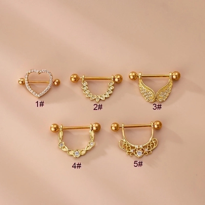 1 Piece Nipple Rings & Studs Fashion Heart Shape Wings 316L Stainless Steel  Copper Plating Zircon