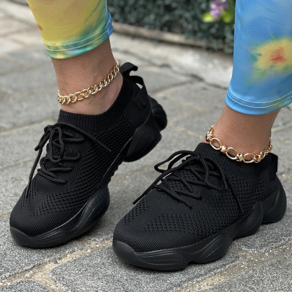 Shoes for Women Chunky Sneakers  Breathable Comfortable Fashion Sports Shoes Mesh Green Black Woman Casual Shoes Flat Size 43