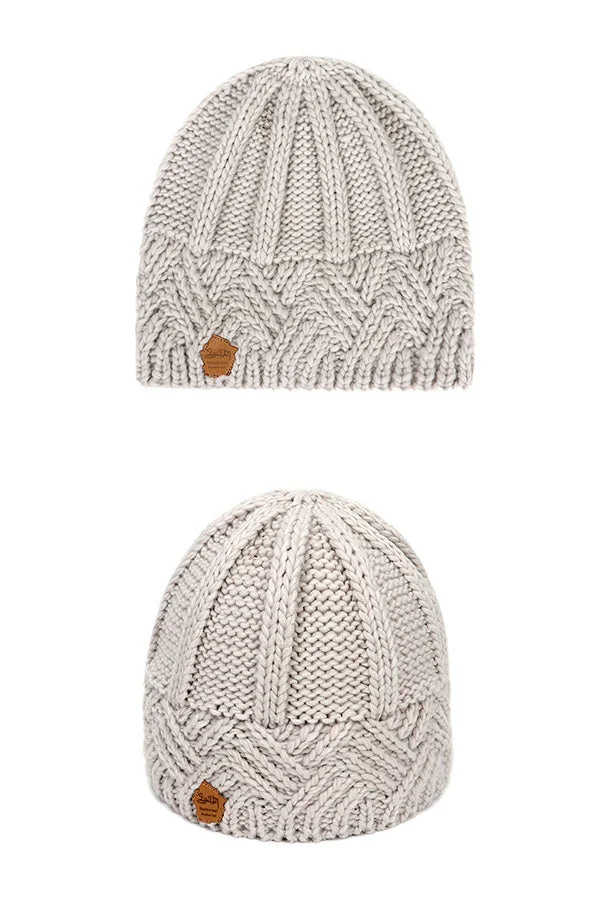 Retro style rhombus lattice thick needle wool knitted hat