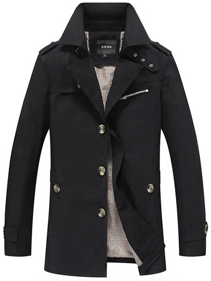 Autumn Medium-length Windbreaker Men's Workwear Jacket British Style Youth Large Size Men's Casual Jacket-Mixcun