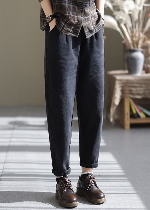 VCSHOES Black Cotton denim Pants button Cinched Spring