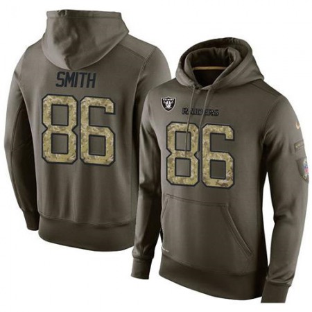 NFL Men's  Oakland Raiders #86 Lee Smith Stitched Green Olive Salute To Service KO Performance Hoodie