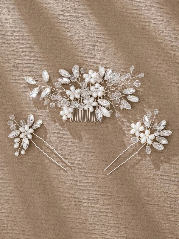 Retro Flower Alloy Inlay Rhinestones Hairpin