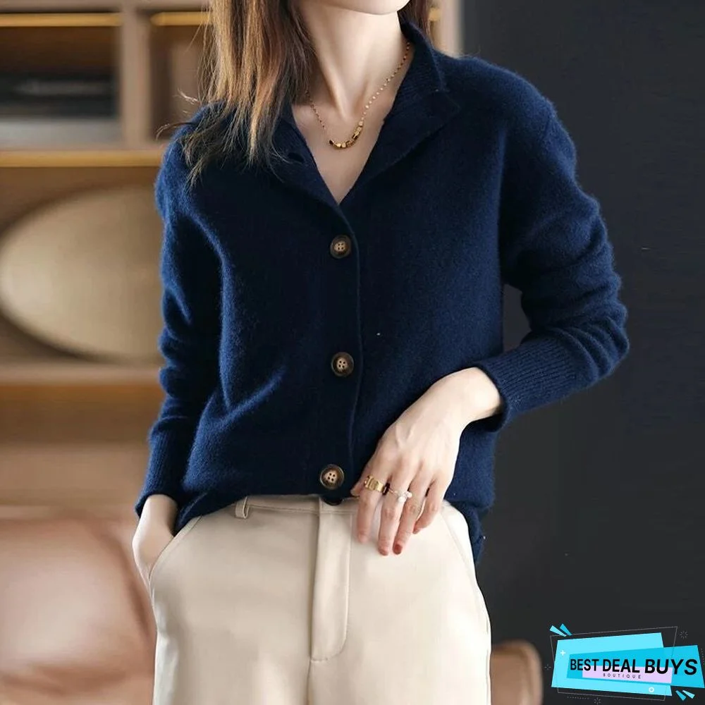 Cardigan Loose Retro Collar Knitted Sweater