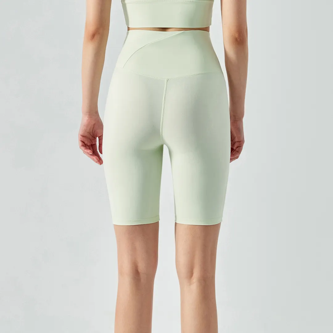 Buy different colors and types of women's sustainable environmentally friendly ruched waist dri-fit butt lifting tummy control yoga legging shorts on Hergymclothing Moon Green