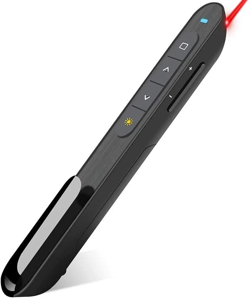 Wireless Presenter, Hyperlink Volume Control Presentation Clicker RF 2.4GHz USB PowerPoint Clicker Presentation Remote Control Pointer Slide Advancer (Black)(UPC/EAN)701473808109