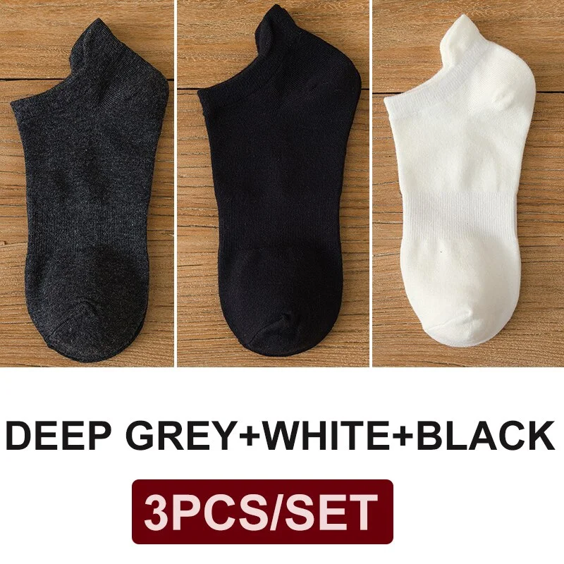 FINETOO 3 Pairs/Set Cotton Men's Socks Harajuku Boat Socks Lift Up Solid Colors Man Sock Sox  Male Invisible Short 38-44 Socks