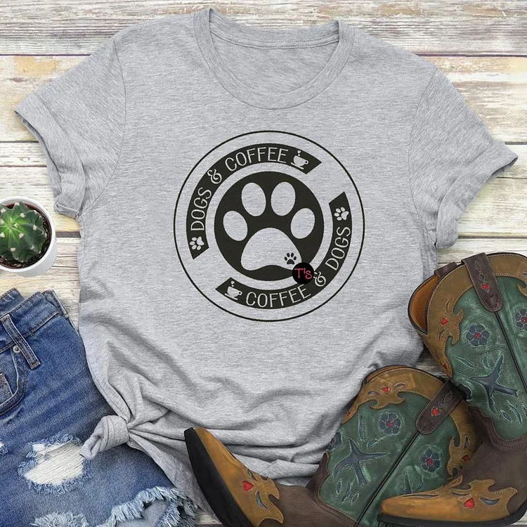 Coffee and Dogs Are Life   T-Shirt Tee-03608-Annaletters