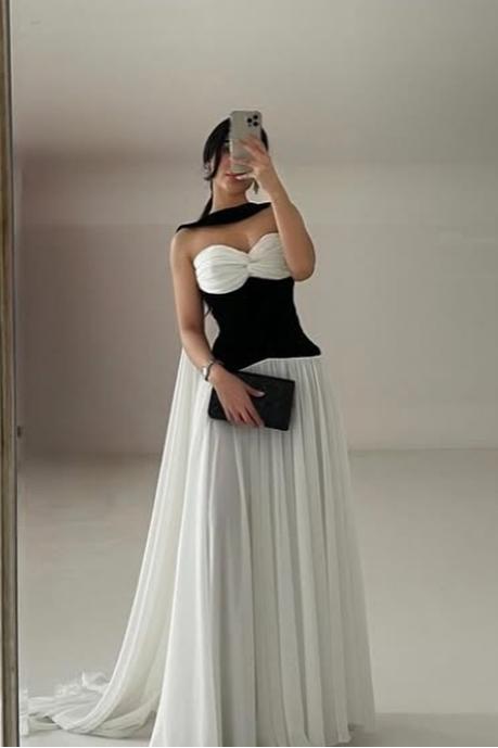 Lvs&Broner Strapless Sweetheart Sleeveless Long Prom Dress With Ruffles  
