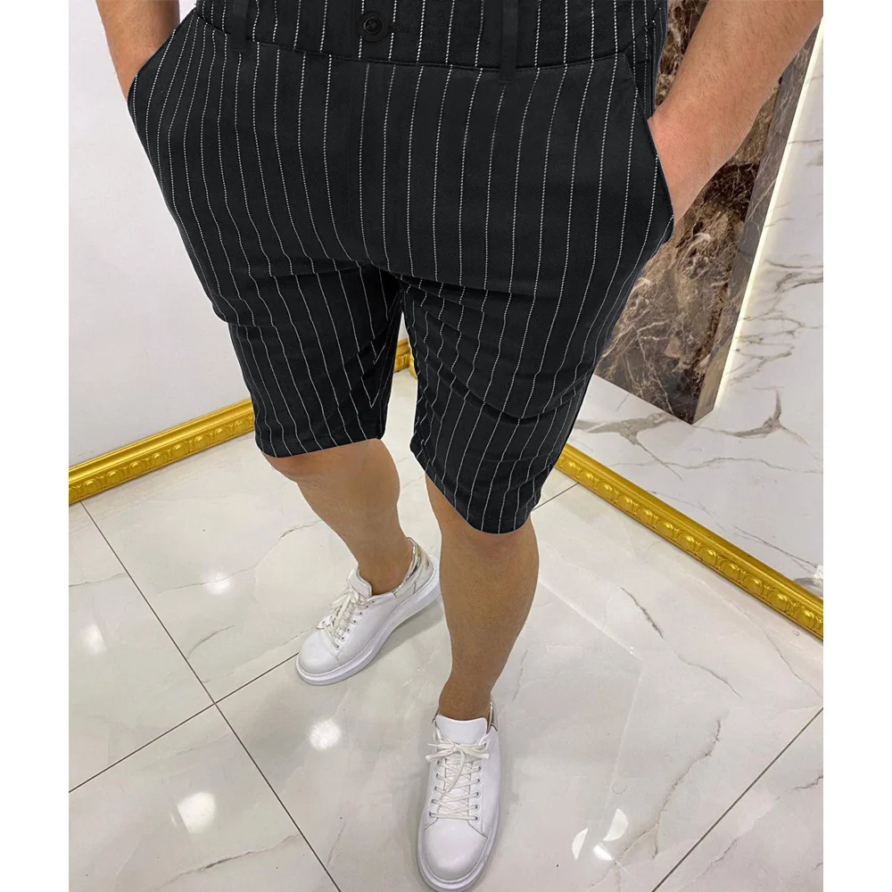 Men's Dotted Line Striped Casual Shorts Chino Short Pant