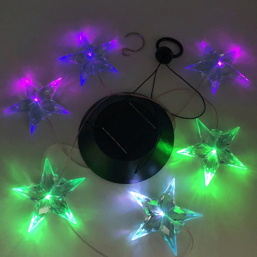 Solar Color Changing Wind Chime Lamps Star Moon Pendant Garden Light (A)