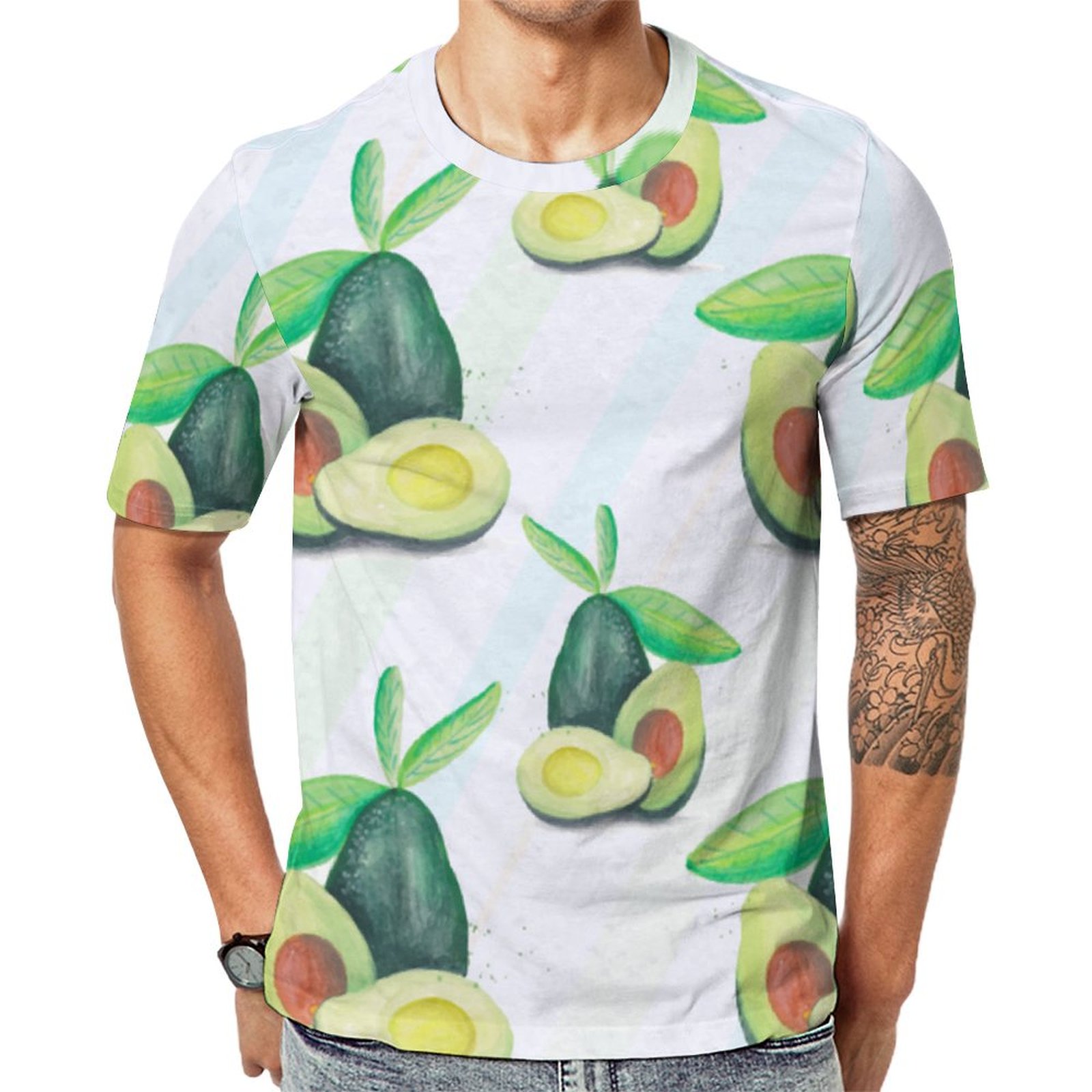Hand Drawn Still Life Avocado Short Sleeve Print Unisex Tshirt Summer Casual Tees for Men and Women Coolcoshirts
