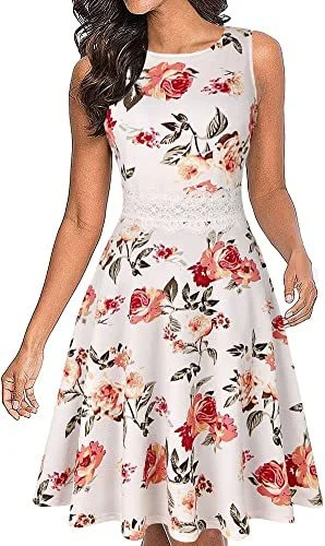 Brownm New Round Neck Women's Summer Lace Dress