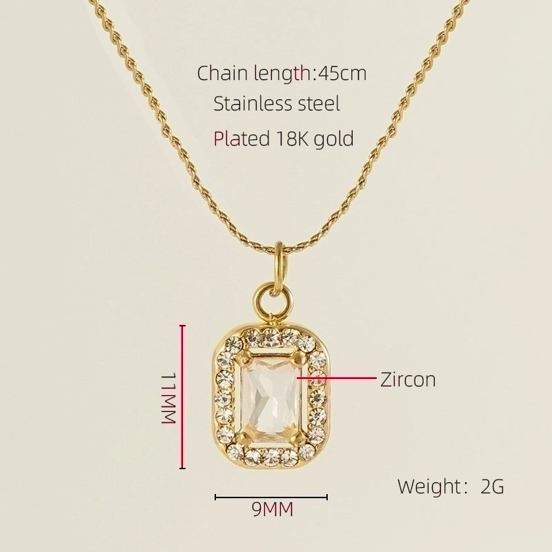 Stainless Steel 18K Gold Plated Glam Shiny Plating Inlay Sun Water Droplets Heart Shape Zircon Pendant Necklace