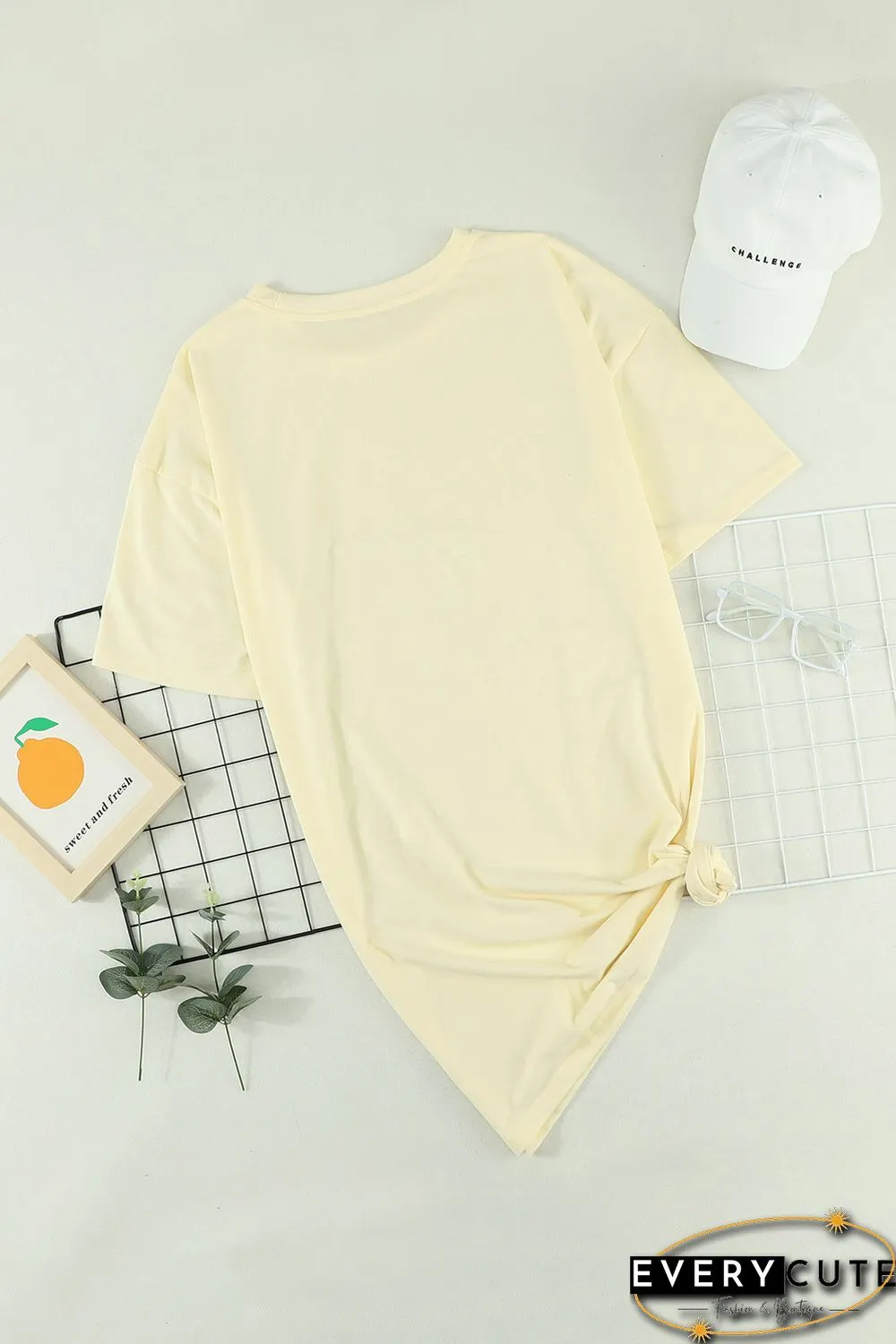 Yellow Aloha By The Beach Oversize Boyfriend Tee