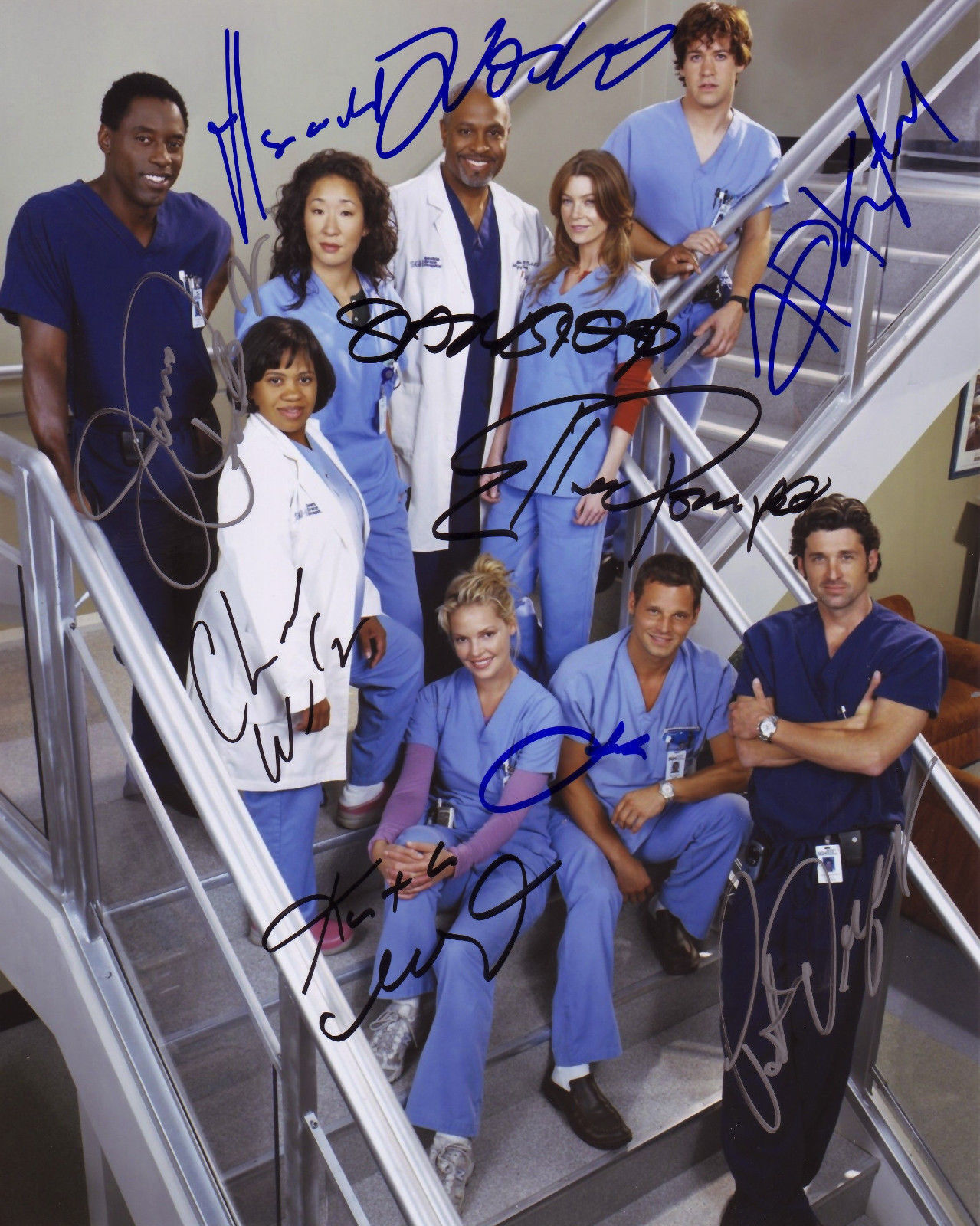 GREYS ANATOMY CAST OF 9 AUTOGRAPH SIGNED PP Photo Poster painting POSTER