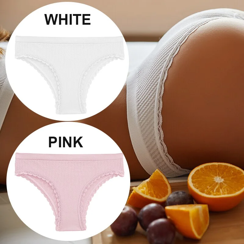 FINETOO 2PCS/Set Women Lace Seamless Sexy Panties 6 Solid Color Brazilian Panty Girl Briefs Lingerie Underpant M-2XL Underwear