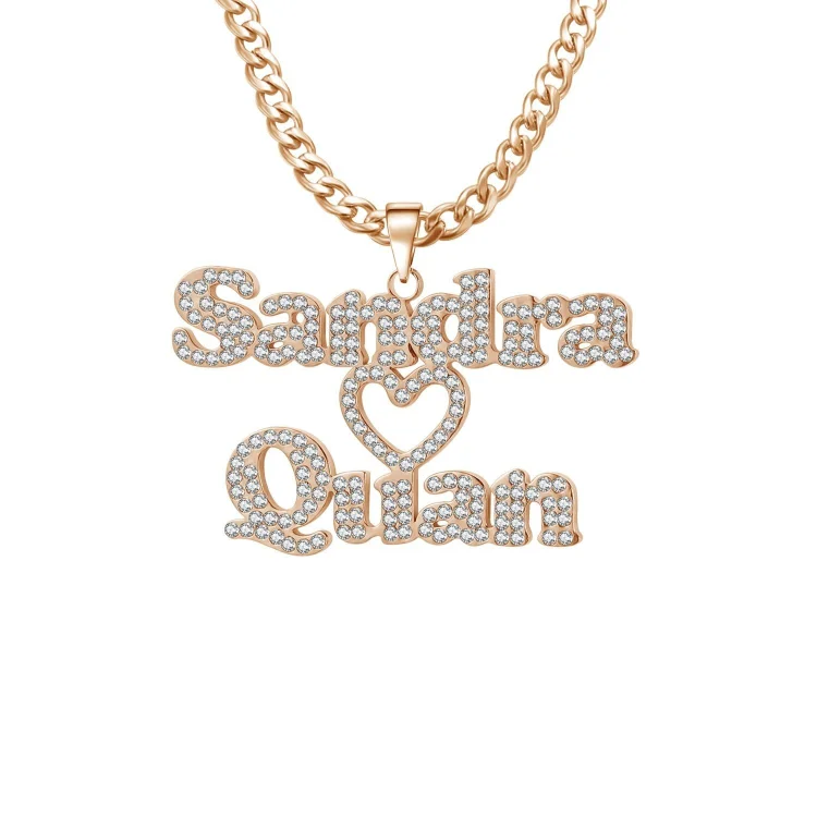 Customized Double Name Necklace Personalized Couples BFF Necklace-Mayoulove