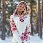 Boho Rose & Wings Women's Flannel Hooded Sweatshirt - Image 2