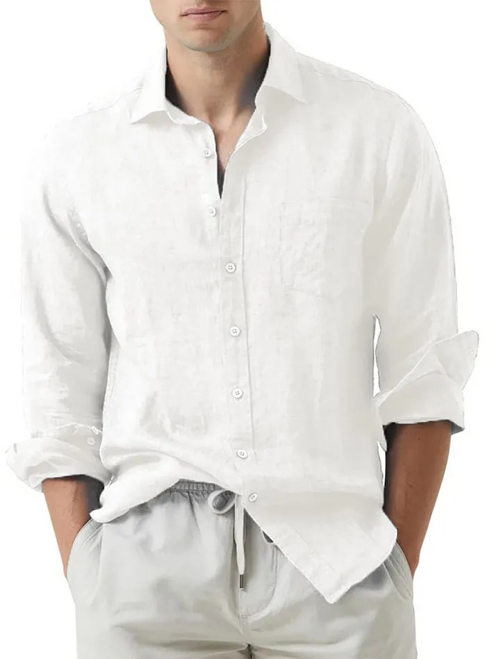 Men's Daily Simple Solid Color Long-sleeved Shirt PLUSCLOTHESMAN