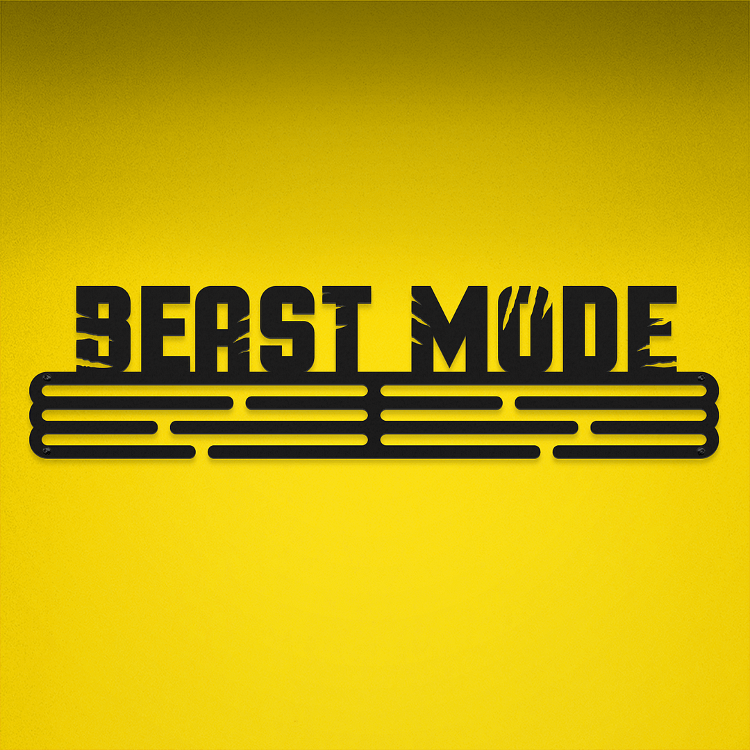BEAST MODE Medal Hanger Display – Powder coated (matte black) – Large / 430mm / 48 Medals