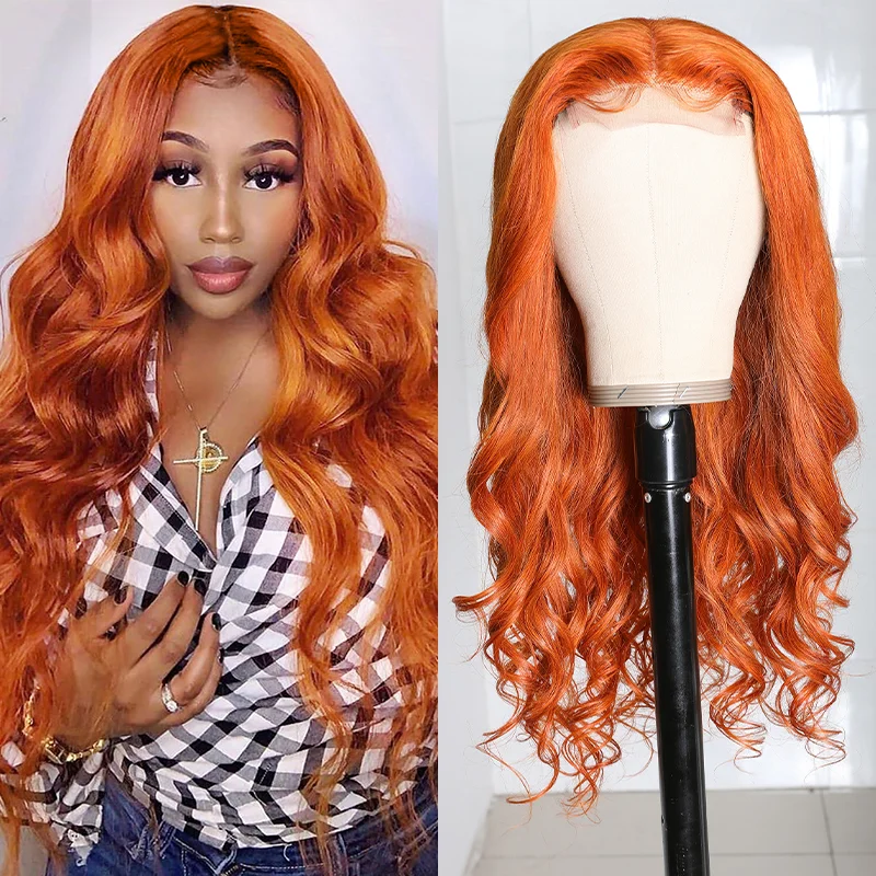 Ginger Orange Color Long Wigs Body Wave Hair ELCNEPAL