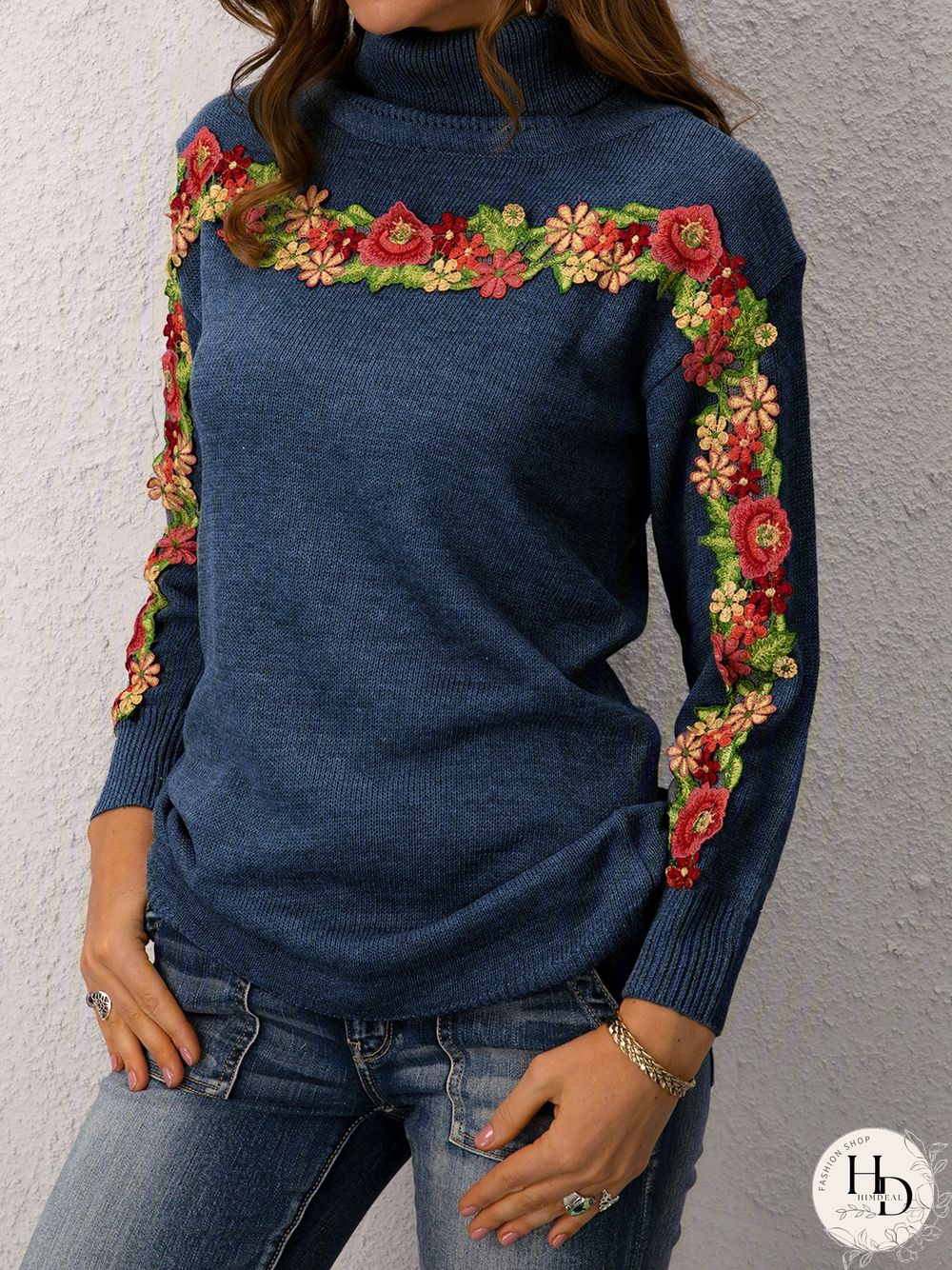 Casual Long Sleeve Plus Size Turtleneck Sweater