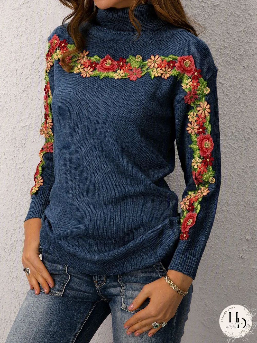 Casual Long Sleeve Plus Size Turtleneck Sweater