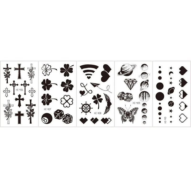 5Pcs/Set Feather Bird Element Pattern Dandelion Temporary Tattoo Sticker Fake Tattoos for Women Men Body Makeup Waterproof