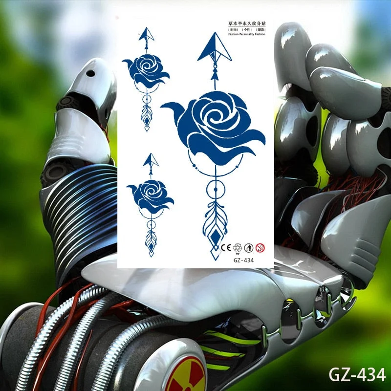 Temporary Tattoo Stickers Love Creative Geometry Totem Juice Ink Lasting Waterproof Sexy Girl Arm Face Neck Realistic Fake Tatoo