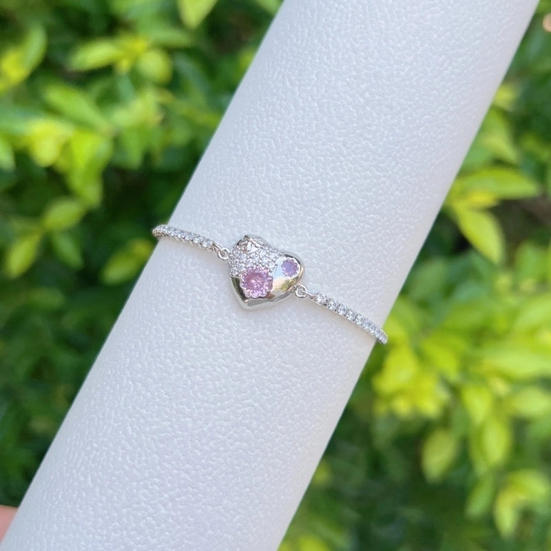 Copper Tennis Chain 18K Gold Plated Plating Inlay Heart Shape Zircon Bracelets