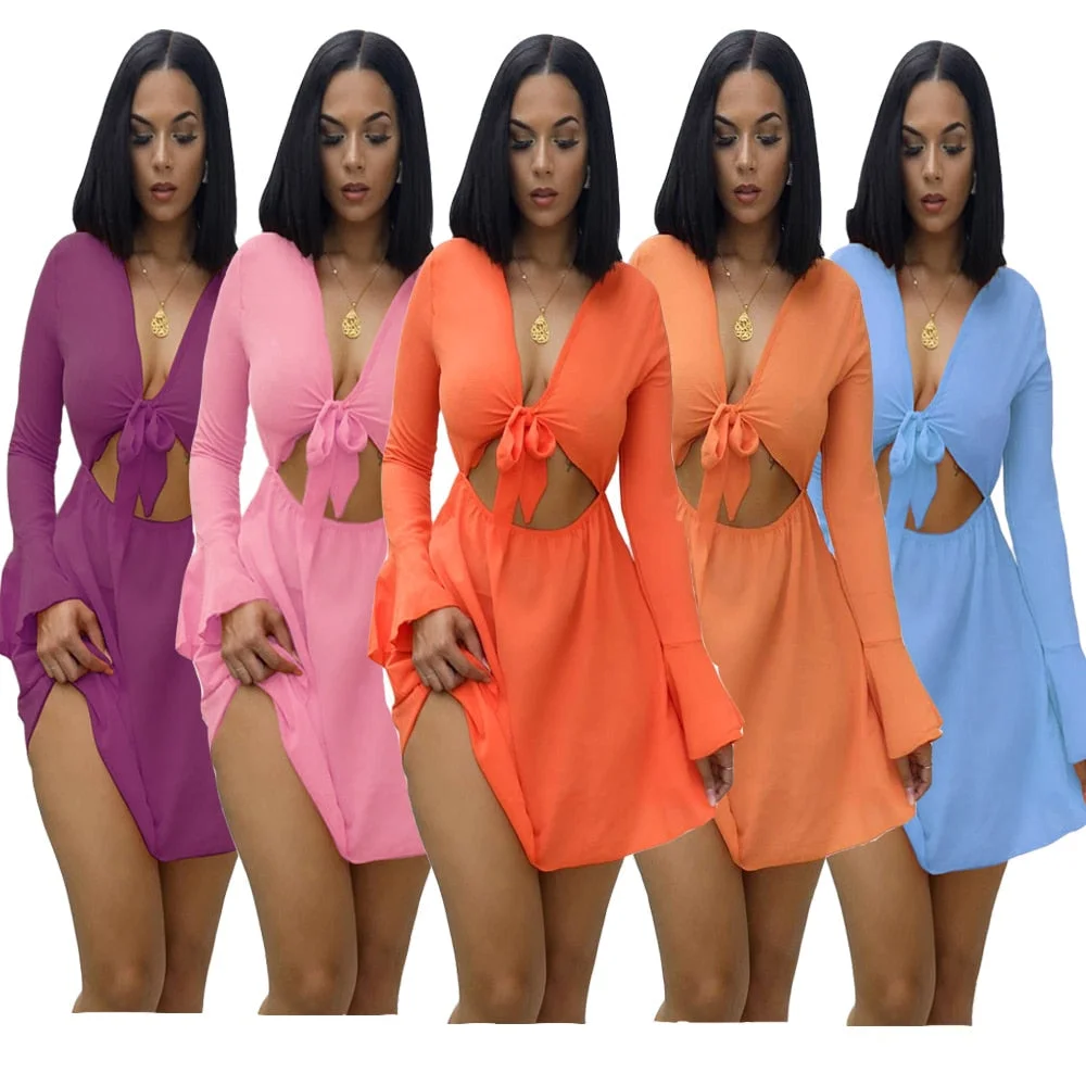 S-2XL Spring Mini Dress Women Full Sleeve Bodycon Night Club Party Bandage Street Beach Dresses Vestidos New 2021 515-1