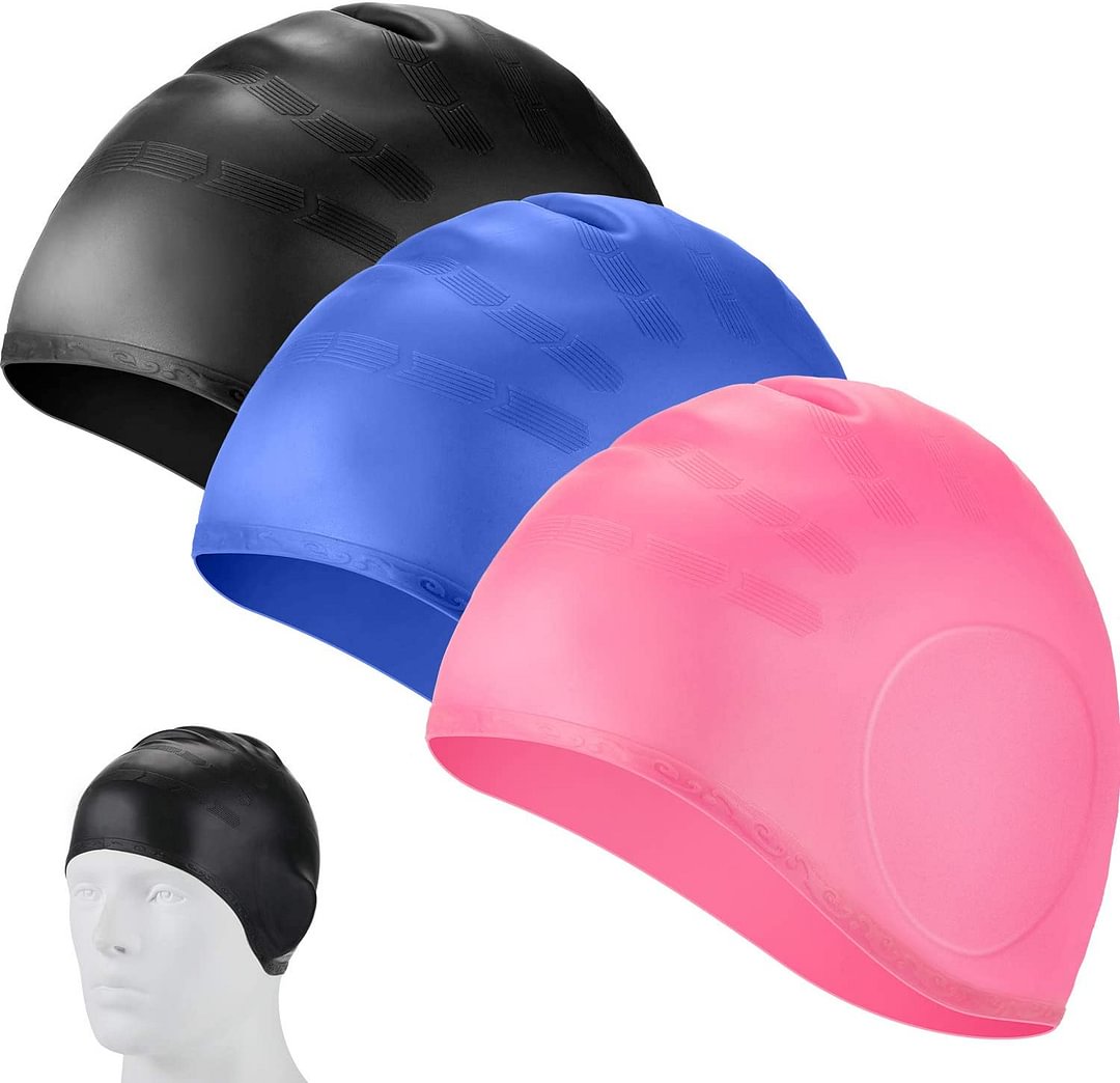 Waterproof Swimming Cap with Ear Silicone Swim Cap Unisex Swimming Hat for Reducing Water Intake