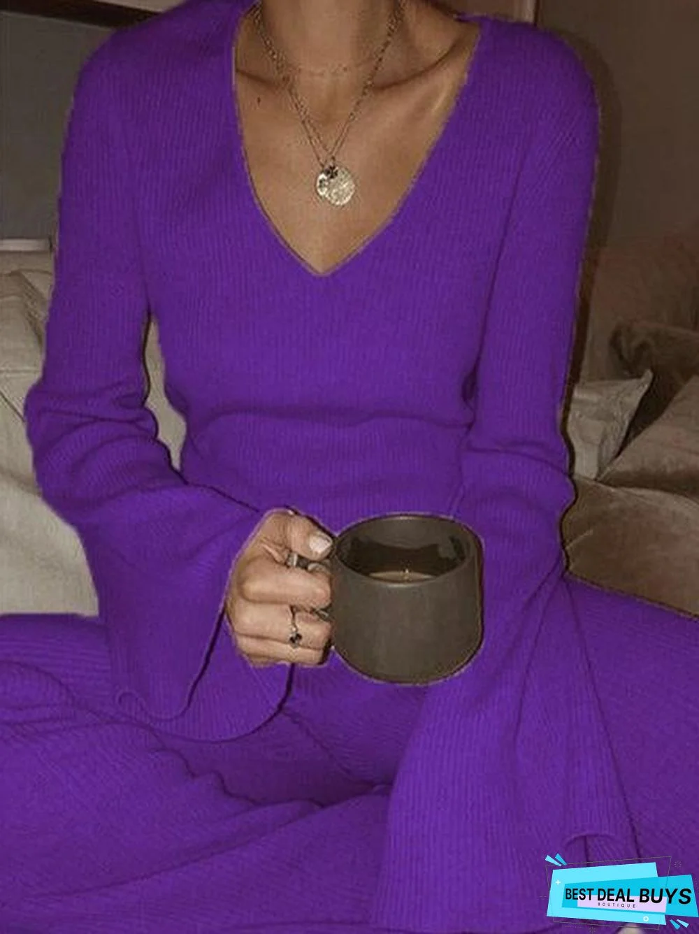 Gray-Brown Shift Casual Solid Cotton Suits