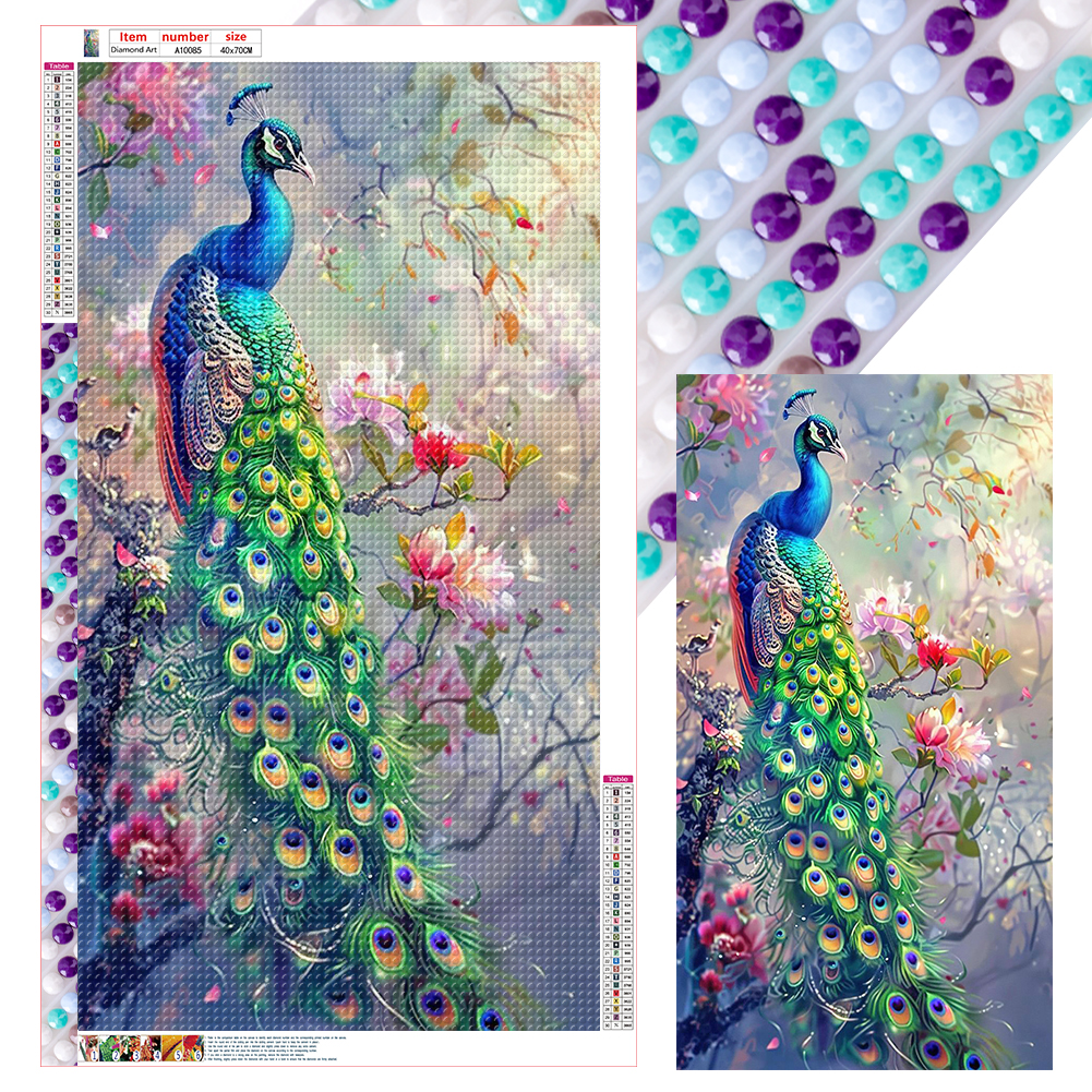 Peacock 40*70cm(canvas) full round drill diamond painting